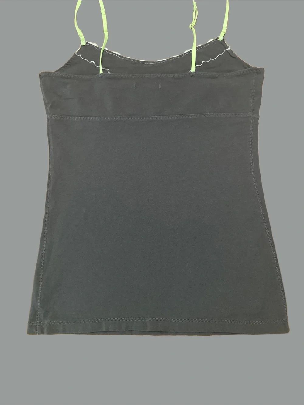 American Eagle Outfitters Charcoal Grey Cami with Neon Green Lace Accents Size M - Picture 4 of 7